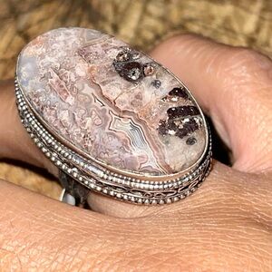 Rustic Crazy Lace Agate Ring Size 7 1/2